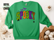 Spooky Halloween Sweatshirt | Colorful Retro Graphic Crewneck | Gildan 18000 Halloween Sweatshirt for Women | Spooky Season Gift