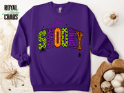 Spooky Halloween Sweatshirt | Colorful Retro Graphic Crewneck | Gildan 18000 Halloween Sweatshirt for Women | Spooky Season Gift