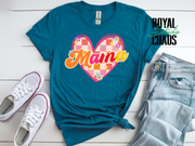 Retro Mama Shirt, Groovy Mom Tee, Mothers Day Gift, Retro Floral Mama Shirt, Checkered Heart Mom Shirt, Cute Trendy Mom Gift