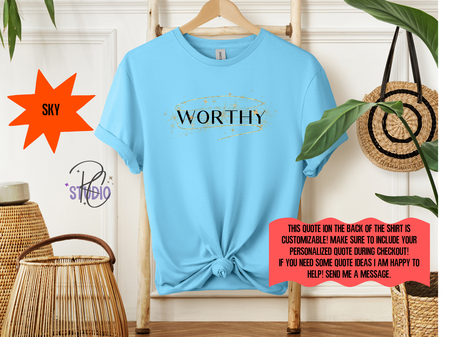 WORTHY Gildan 64000 | Personalization Option| Self Love Affirmation Shirt | Womens Empowerment Graphic | Positive Unisex Gift Tee