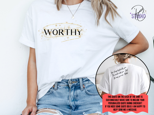 WORTHY Gildan 64000 | Personalization Option| Self Love Affirmation Shirt | Womens Empowerment Graphic | Positive Unisex Gift Tee