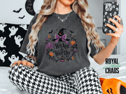 Wicked & Worthy Halloween T-Shirt — Witch Hat Floral Pumpkin Design | Comfort Colors T-Shirt | Witchy Halloween Graphic Tee