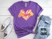 Retro Mama Shirt, Groovy Mom Tee, Mothers Day Gift, Retro Floral Mama Shirt, Checkered Heart Mom Shirt, Cute Trendy Mom Gift