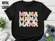 Mama Easter Shirt, Pastel Bunny Mom Tee, Spring Mama Shirt, Cute Easter Mom Gift, Floral Cross Christian Easter Tee, Mama Bunny Shirt