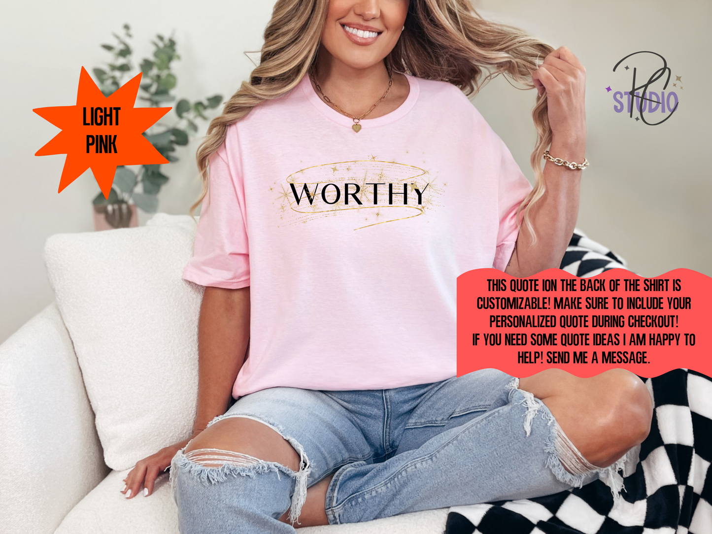 WORTHY Gildan 64000 | Personalization Option| Self Love Affirmation Shirt | Womens Empowerment Graphic | Positive Unisex Gift Tee