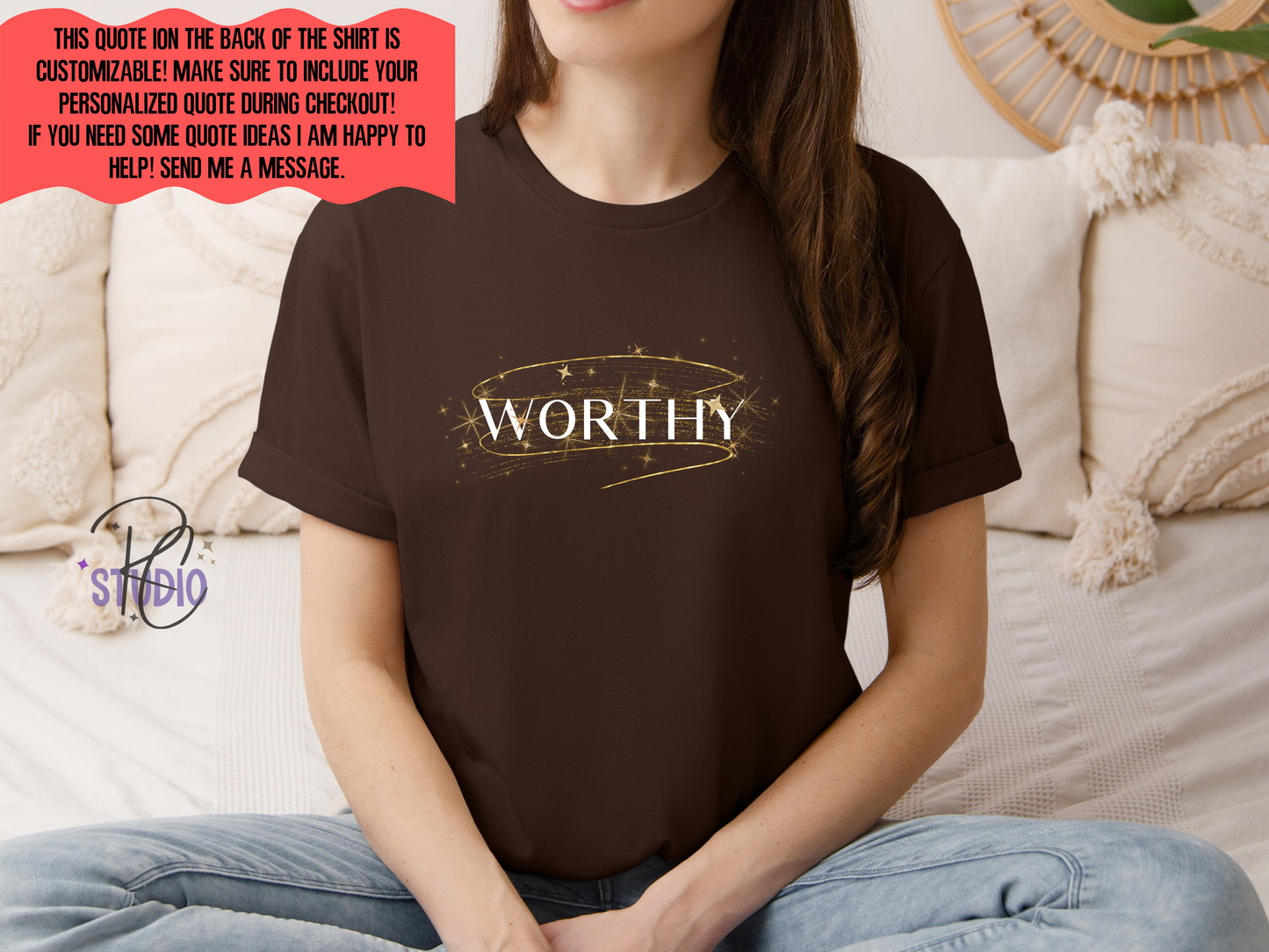 WORTHY Gildan 64000 | Personalization Option| Self Love Affirmation Shirt | Womens Empowerment Graphic | Positive Unisex Gift Tee
