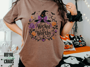 Wicked & Worthy Halloween T-Shirt — Witch Hat Floral Pumpkin Design | Comfort Colors T-Shirt | Witchy Halloween Graphic Tee