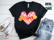 Retro Mama Shirt, Groovy Mom Tee, Mothers Day Gift, Retro Floral Mama Shirt, Checkered Heart Mom Shirt, Cute Trendy Mom Gift