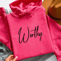 Worthy Hoodie | Personalized Inspirational Hoodie | Custom Quote Sweatshirt | Self Love Hoodie | Gildan 18500 Unisex 5