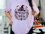 Wicked & Worthy Halloween T-Shirt — Witch Hat Floral Pumpkin Design | Comfort Colors T-Shirt | Witchy Halloween Graphic Tee