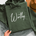 Worthy Hoodie | Personalized Inspirational Hoodie | Custom Quote Sweatshirt | Self Love Hoodie | Gildan 18500 Unisex 6