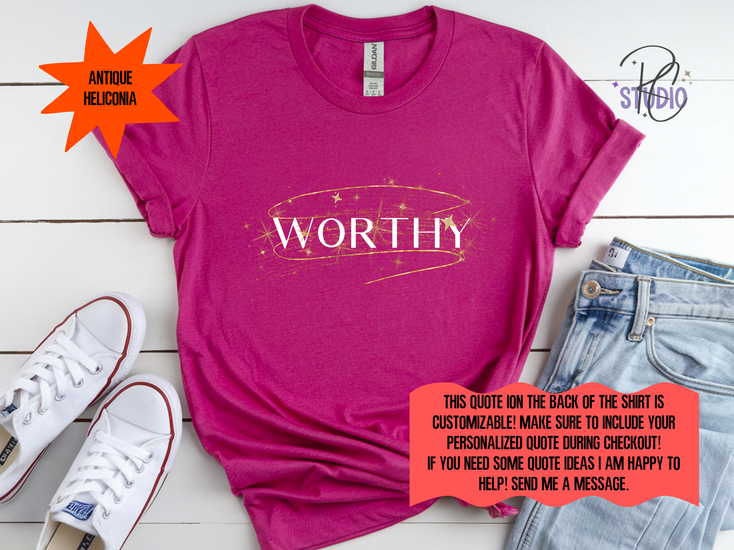 WORTHY Gildan 64000 | Personalization Option| Self Love Affirmation Shirt | Womens Empowerment Graphic | Positive Unisex Gift Tee
