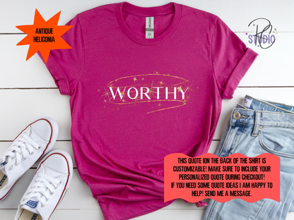 WORTHY Gildan 64000 | Personalization Option| Self Love Affirmation Shirt | Womens Empowerment Graphic | Positive Unisex Gift Tee