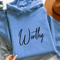 Worthy Hoodie | Personalized Inspirational Hoodie | Custom Quote Sweatshirt | Self Love Hoodie | Gildan 18500 Unisex 4