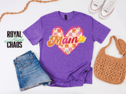 Retro Mama Shirt, Groovy Mom Tee, Mothers Day Gift, Retro Floral Mama Shirt, Checkered Heart Mom Shirt, Cute Trendy Mom Gift