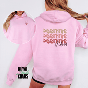 Positive Vibes Hoodie with Skeleton Peace Sign | Retro Back Print Sweatshirt | Edgy Vibes Gift | Trendy Aesthetic Hoodie | Good Energy