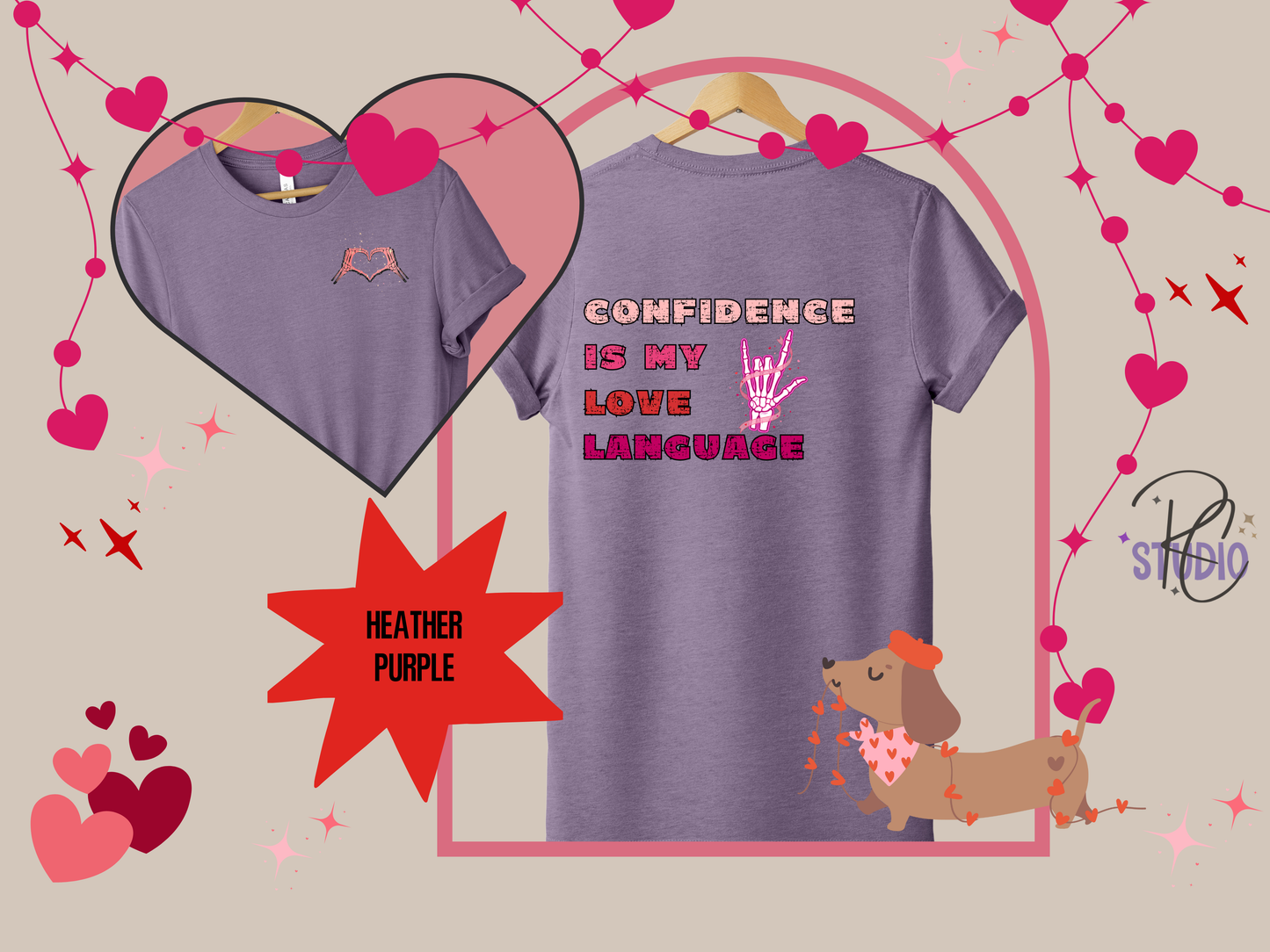 Confidence Is My Love Language Shirt | Self Love Valentine Tee | Skeleton Heart Shirt | Bella Canvas 3001