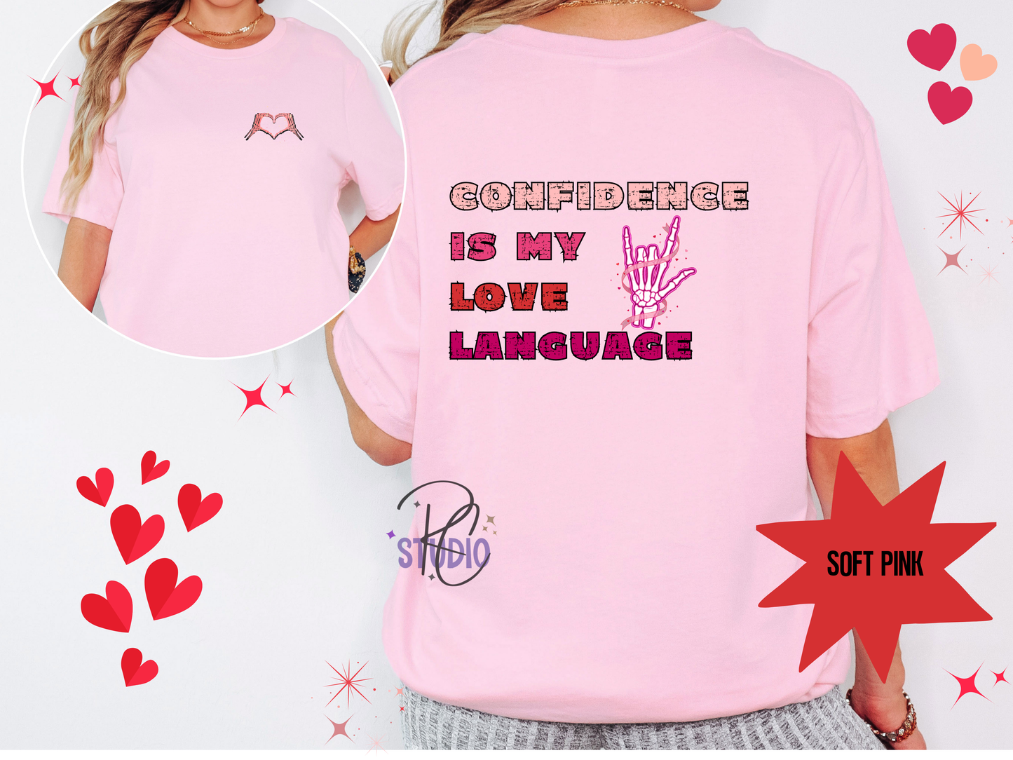 Confidence Is My Love Language Shirt | Self Love Valentine Tee | Skeleton Heart Shirt | Bella Canvas 3001