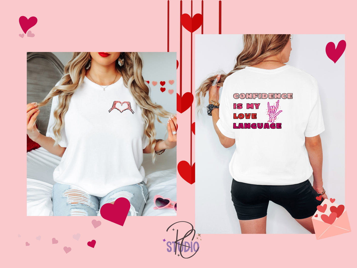 Confidence Is My Love Language Shirt | Self Love Valentine Tee | Skeleton Heart Shirt | Bella Canvas 3001