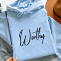 Worthy Hoodie | Personalized Inspirational Hoodie | Custom Quote Sweatshirt | Self Love Hoodie | Gildan 18500 Unisex 9