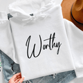 Worthy Hoodie | Personalized Inspirational Hoodie | Custom Quote Sweatshirt | Self Love Hoodie | Gildan 18500 Unisex 2