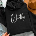 Worthy Hoodie | Personalized Inspirational Hoodie | Custom Quote Sweatshirt | Self Love Hoodie | Gildan 18500 Unisex 3