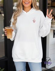Positive Vibes Hoodie with Skeleton Peace Sign | Retro Back Print Sweatshirt | Edgy Vibes Gift | Trendy Aesthetic Hoodie | Good Energy