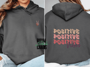 Positive Vibes Hoodie with Skeleton Peace Sign | Retro Back Print Sweatshirt | Edgy Vibes Gift | Trendy Aesthetic Hoodie | Good Energy