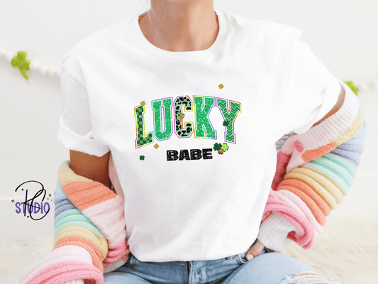 Lucky Shirt | St Patricks Day Shirt for Women | Gildan 64000 Softstyle Tee | Lucky Babe Graphic Shirt