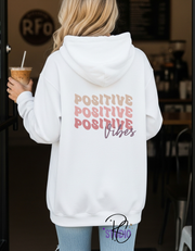 Positive Vibes Hoodie with Skeleton Peace Sign | Retro Back Print Sweatshirt | Edgy Vibes Gift | Trendy Aesthetic Hoodie | Good Energy