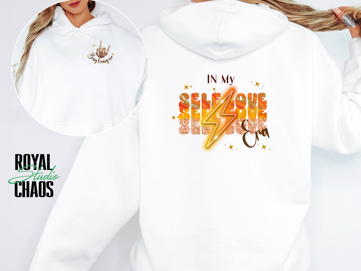 Self Love Era Hoodie | Gildan Graphic Hoodie w/ Lightning Bolt + Sleeve Print | Empowerment Gift | Cozy Unisex