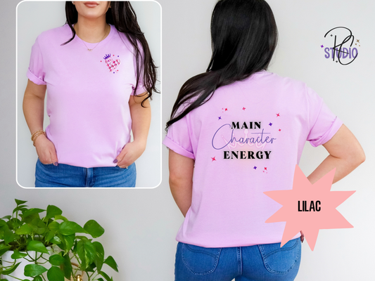 Main Character Energy Shirt, Crown Heart Graphic Tee, Trendy Pink Checkerboard Shirt, Bella Canvas 3001, Bold Empowering T Shirt