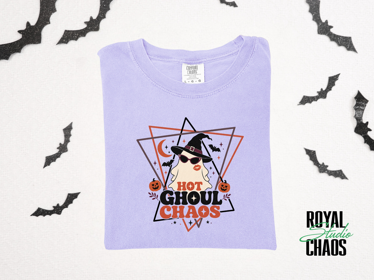Hot Ghoul Chaos Comfort Colors T-Shirt | Retro Halloween Graphic Tee