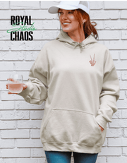 Positive Vibes Hoodie with Skeleton Peace Sign | Retro Back Print Sweatshirt | Edgy Vibes Gift | Trendy Aesthetic Hoodie | Good Energy