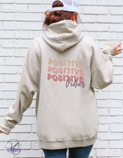 Positive Vibes Hoodie with Skeleton Peace Sign | Retro Back Print Sweatshirt | Edgy Vibes Gift | Trendy Aesthetic Hoodie | Good Energy