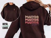 Positive Vibes Hoodie with Skeleton Peace Sign | Retro Back Print Sweatshirt | Edgy Vibes Gift | Trendy Aesthetic Hoodie | Good Energy