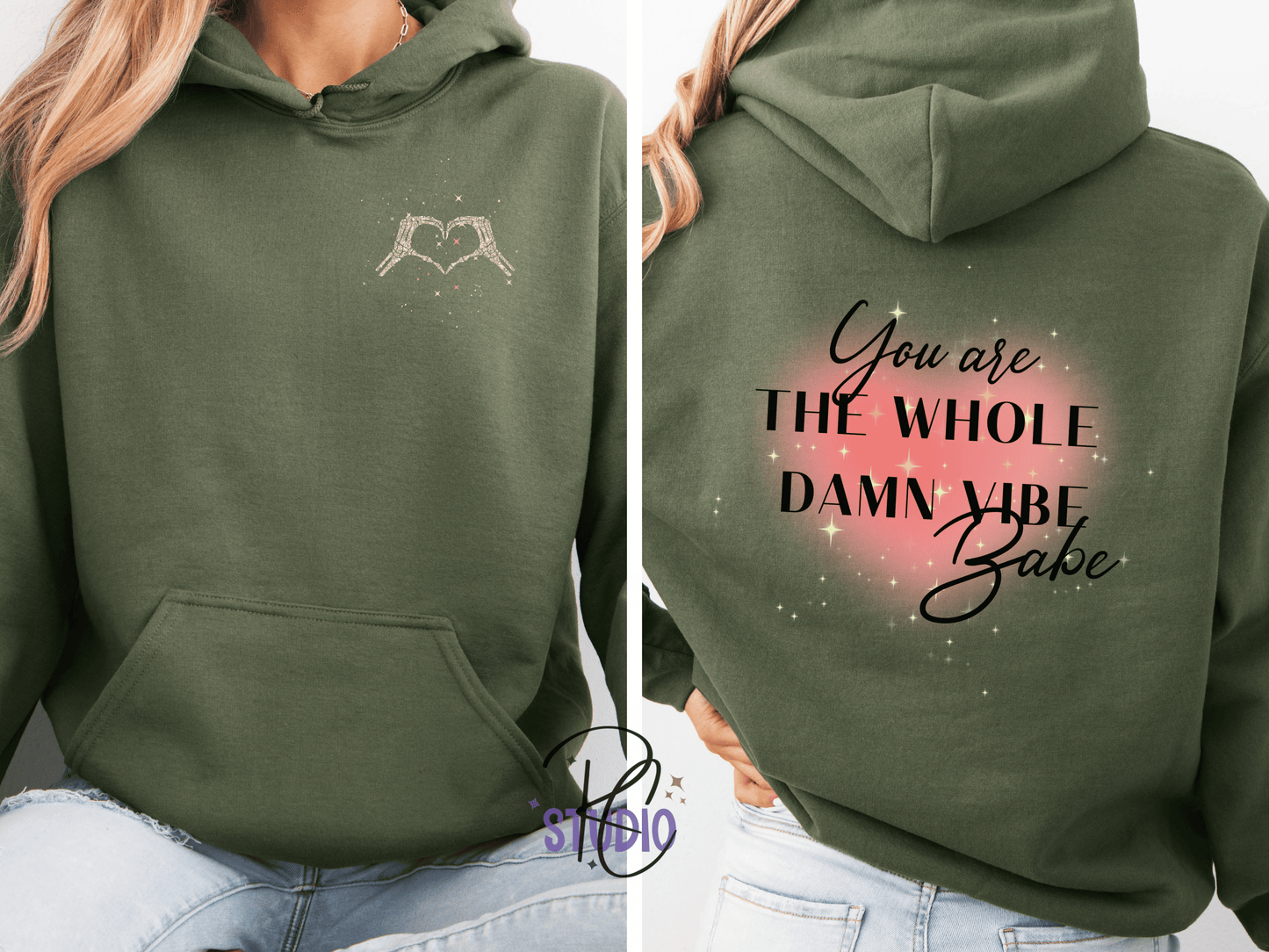 You Are the Whole Damn Vibe Babe Hoodie | Self-Love | Empowering Sweatshirt | Gildan 18500 |Cozy Graphic Hoodie | Sassy Empowerment Hoodie