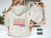 Positive Vibes Hoodie with Skeleton Peace Sign | Retro Back Print Sweatshirt | Edgy Vibes Gift | Trendy Aesthetic Hoodie | Good Energy