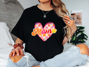 Retro Mama Shirt, Groovy Mom Tee, Mothers Day Gift, Retro Floral Mama Shirt, Checkered Heart Mom Shirt, Cute Trendy Mom Gift