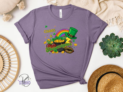Chaos & Shenanigans St Patricks Day Shirt | Lucky Bella Canvas Tee