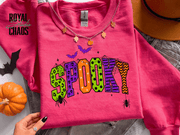 Spooky Halloween Sweatshirt | Colorful Retro Graphic Crewneck | Gildan 18000 Halloween Sweatshirt for Women | Spooky Season Gift