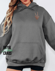 Positive Vibes Hoodie with Skeleton Peace Sign | Retro Back Print Sweatshirt | Edgy Vibes Gift | Trendy Aesthetic Hoodie | Good Energy
