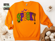 Spooky Halloween Sweatshirt | Colorful Retro Graphic Crewneck | Gildan 18000 Halloween Sweatshirt for Women | Spooky Season Gift