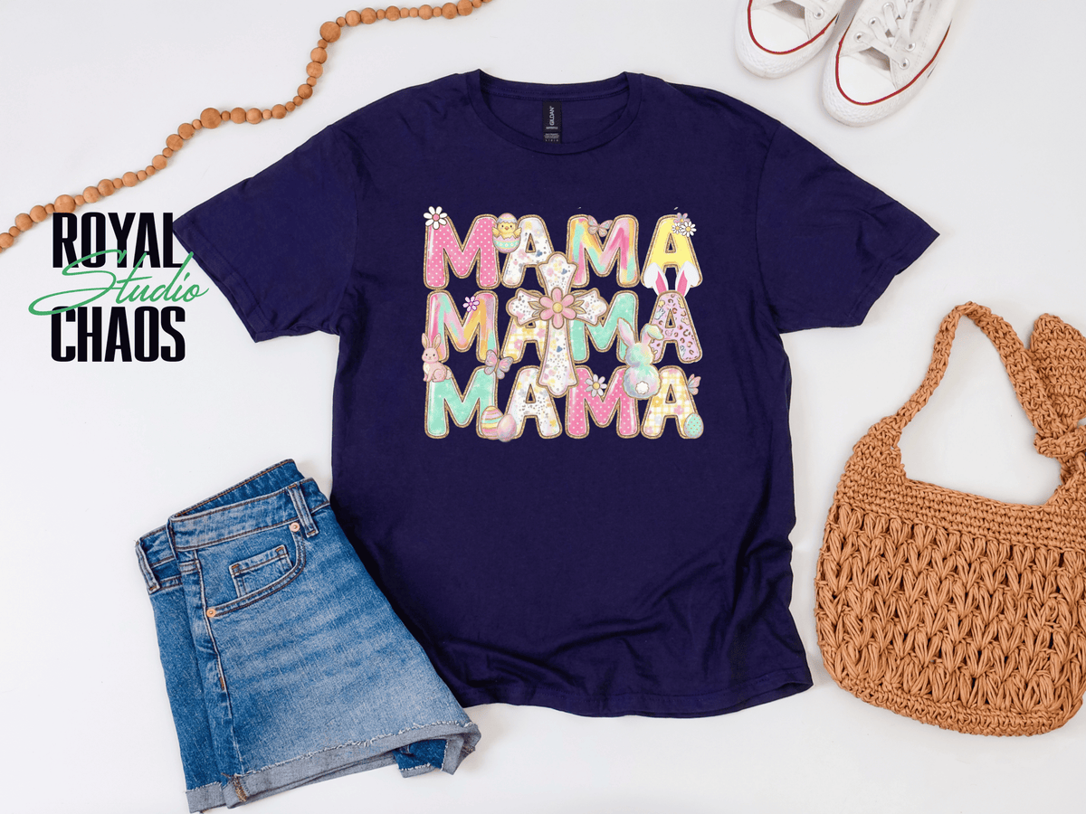 Mama Easter Shirt, Pastel Bunny Mom Tee, Spring Mama Shirt, Cute Easter Mom Gift, Floral Cross Christian Easter Tee, Mama Bunny Shirt