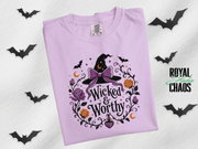 Wicked & Worthy Halloween T-Shirt — Witch Hat Floral Pumpkin Design | Comfort Colors T-Shirt | Witchy Halloween Graphic Tee