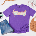 Worthy Retro Floral Graphic Tee, Self Love Shirt,Motivational Shirt for Women,Positive Message Shirt,Pastel Flower 8