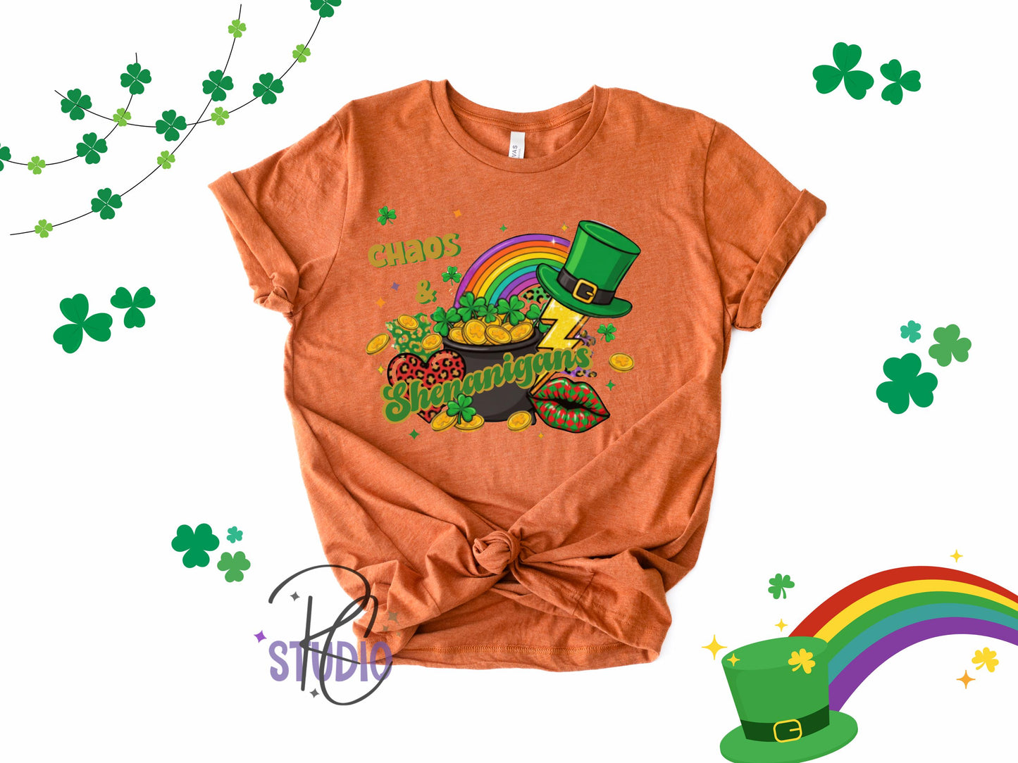 Chaos & Shenanigans St Patricks Day Shirt | Lucky Bella Canvas Tee