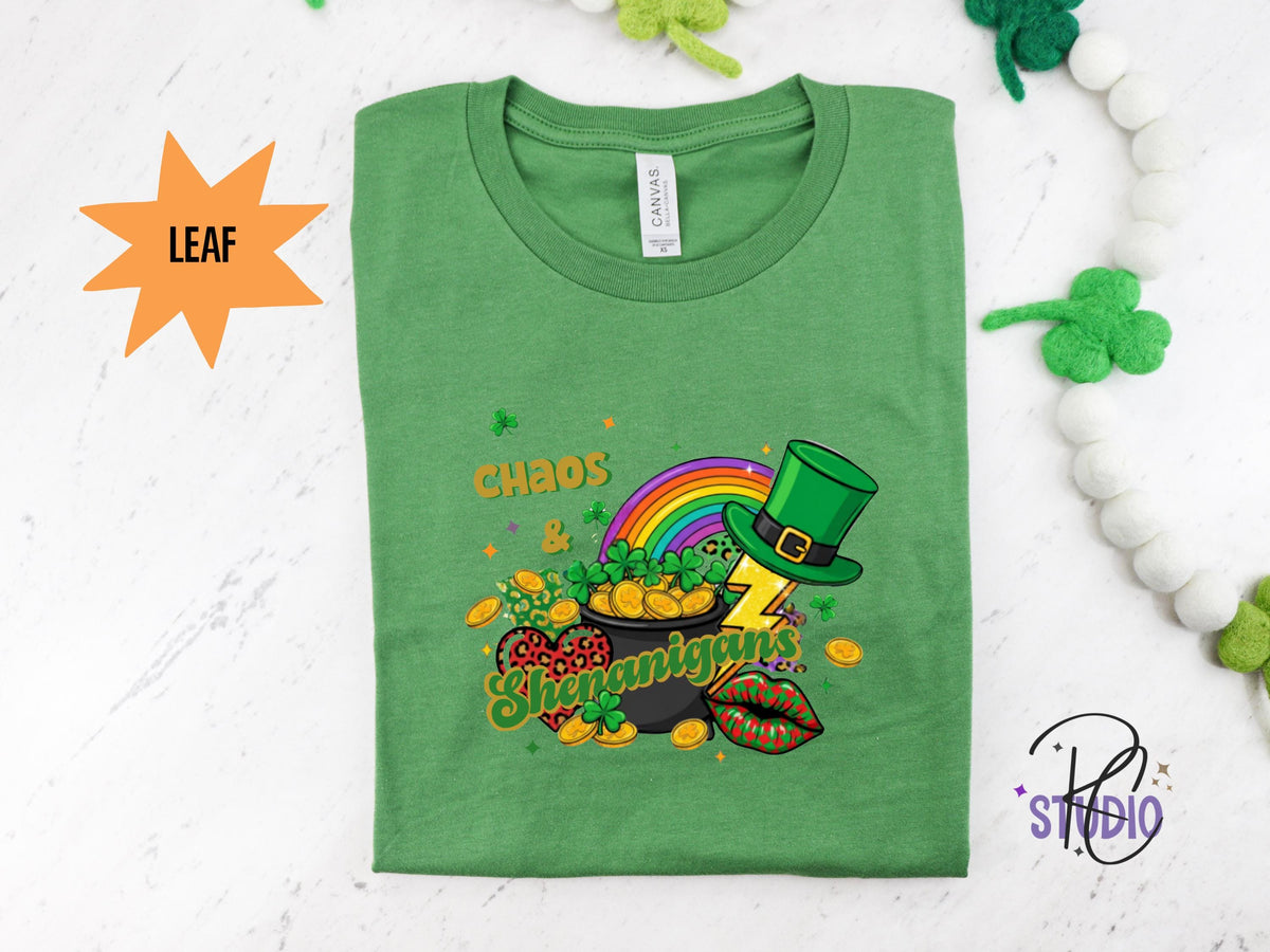 Chaos & Shenanigans St Patricks Day Shirt | Lucky Bella Canvas Tee